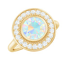 Vintage Inspired Ethiopian Opal Engagement Ring with Diamond Halo Ethiopian Opal - ( AAA ) - Quality - Rosec Jewels