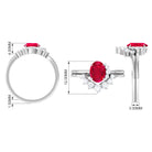 Oval Created Ruby Solitaire Wedding Ring Set with Diamond Lab Created Ruby - ( AAAA ) - Quality - Rosec Jewels