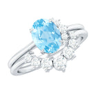 Rosec Jewels-Oval Cut Aquamarine and Diamond Engagement Ring Set