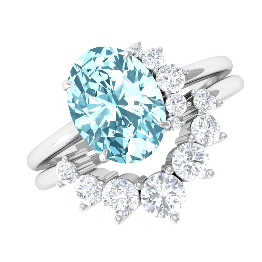 1.75 CT Aquamarine and Diamond Engagement Enhancer Ring Set Aquamarine - ( AAA ) - Quality - Rosec Jewels