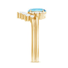 Rosec Jewels-Oval Cut Aquamarine and Diamond Engagement Ring Set