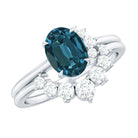 Rosec Jewels-Oval London Blue Topaz and Diamond Designer Ring Set