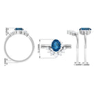 1.75 CT London Blue Topaz and Diamond Engagement Enhancer Ring Set London Blue Topaz - ( AAA ) - Quality - Rosec Jewels