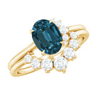 Rosec Jewels-Oval London Blue Topaz and Diamond Designer Ring Set