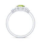 Rosec Jewels-Real 1 Carat Oval Peridot Engagement Ring with Diamond Wedding Band