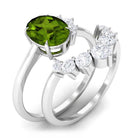 1.75 CT Peridot and Diamond Engagement Enhancer Ring Set Peridot - ( AAA ) - Quality - Rosec Jewels