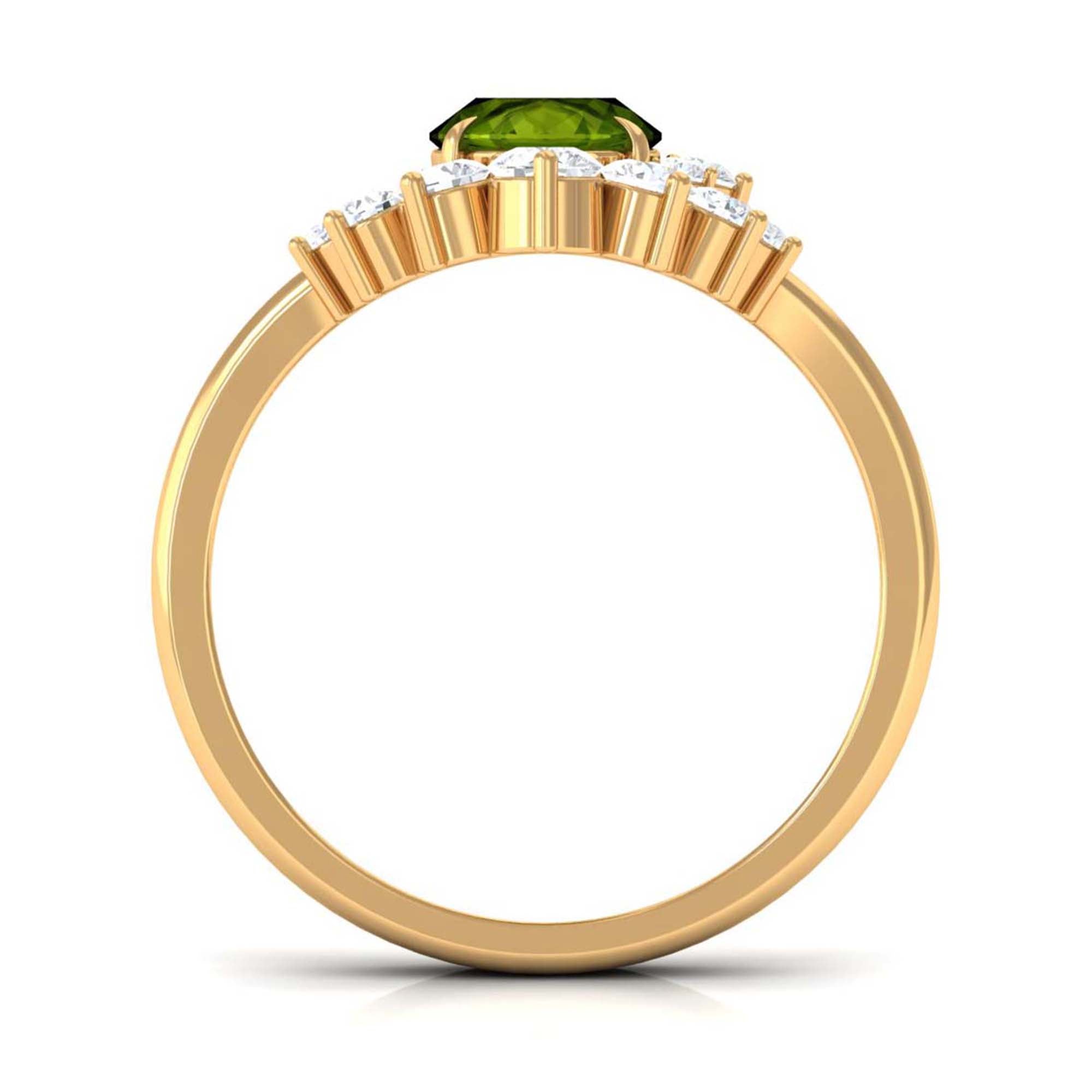 1.75 CT Peridot and Diamond Engagement Enhancer Ring Set Peridot - ( AAA ) - Quality - Rosec Jewels