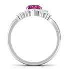 1 Carat Oval Pink Tourmaline and Diamond Wedding Ring Set AAA - Rosec Jewels