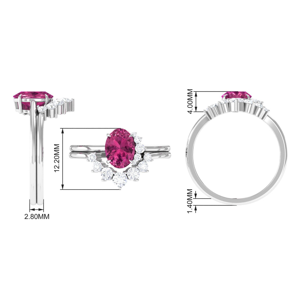 1.75 CT Pink Tourmaline and Moissanite Engagement Enhancer Ring Set Pink Tourmaline - ( AAA ) - Quality - Rosec Jewels