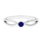 Real Blue Sapphire Minimal Promise Ring with Split Shank Blue Sapphire - ( AAA ) - Quality - Rosec Jewels