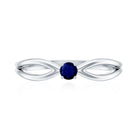 Natural Blue Sapphire Cute Promise Ring with Split Shank AAA - Rosec Jewels