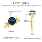 2 Carat Round London Blue Topaz Solitaire Floral Engagement Ring AAA - Rosec Jewels