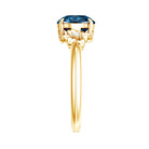 2 Carat Round London Blue Topaz Solitaire Floral Engagement Ring AAA - Rosec Jewels
