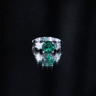 Certified Lab Grown Emerald Flower Engagement Ring with Diamond AAAA - Rosec Jewels