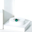 Certified Lab Grown Emerald Flower Engagement Ring with Diamond AAAA - Rosec Jewels