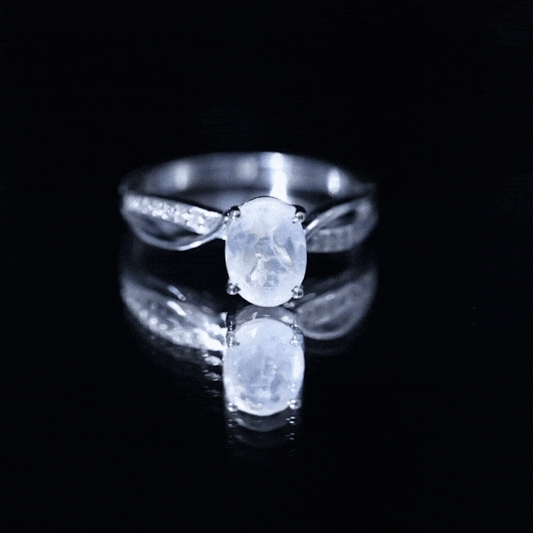 Oval Moonstone Infinity Engagement Ring with Diamond AAA - Rosec Jewels