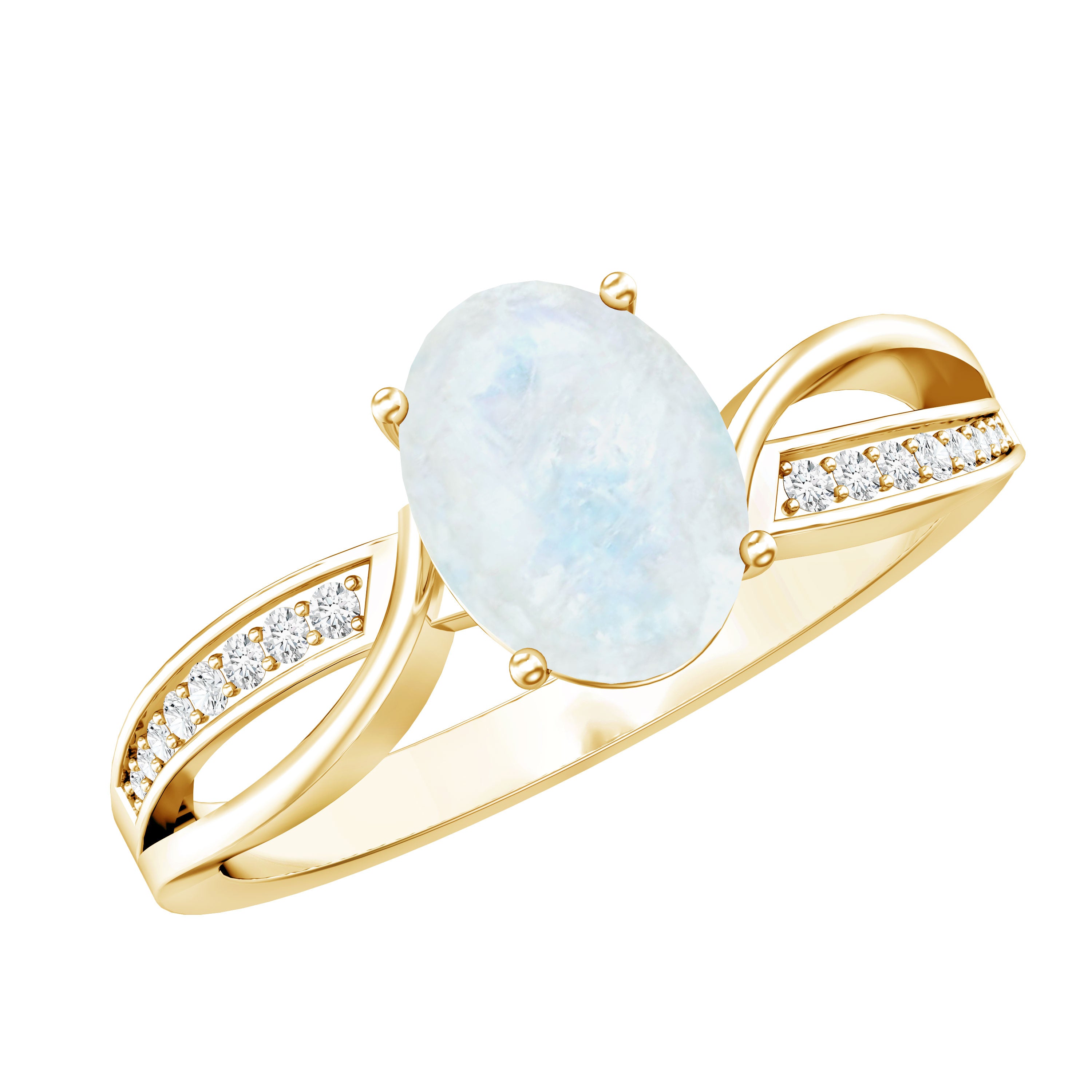 Oval Moonstone Infinity Engagement Ring with Diamond AAA - Rosec Jewels