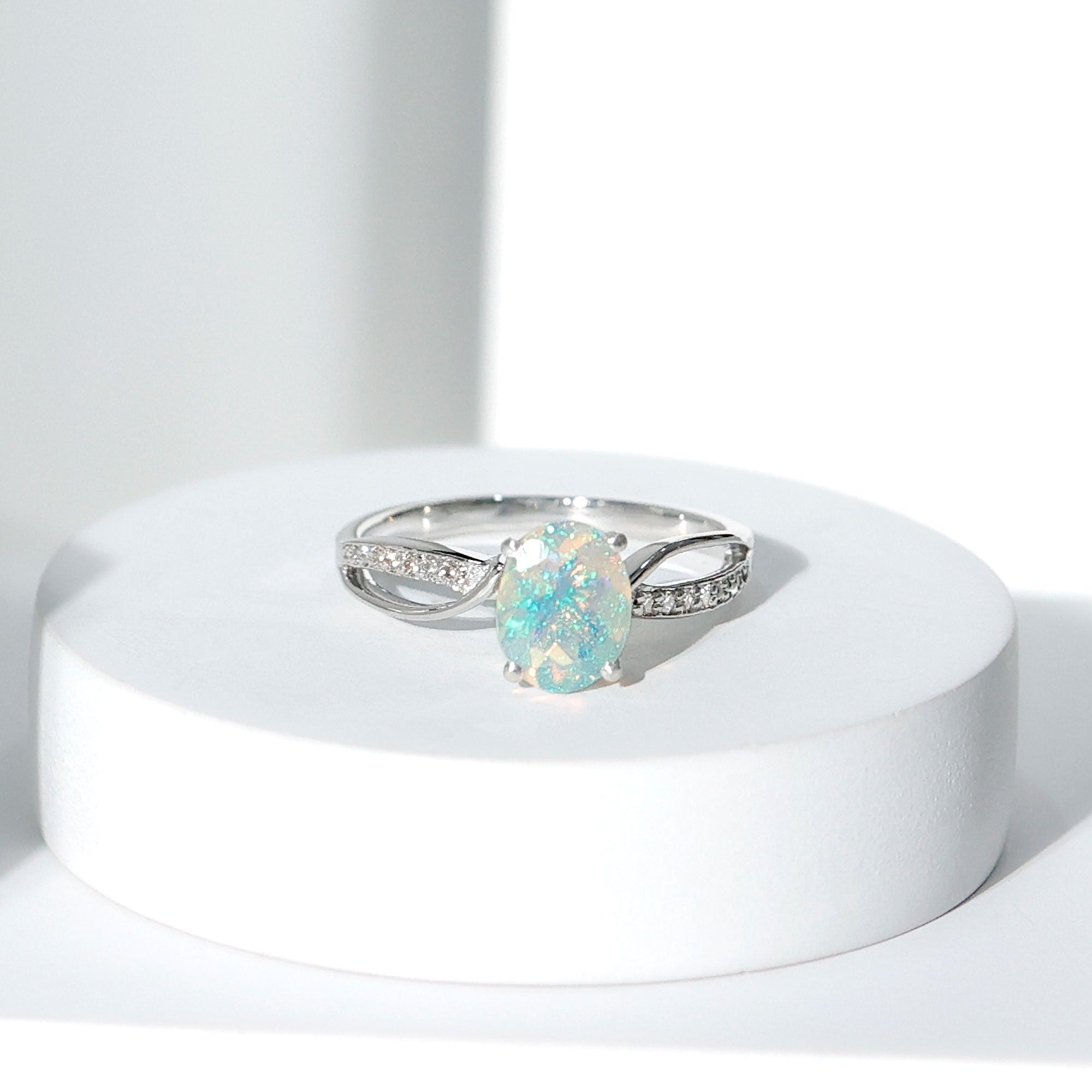 Natural Oval Opalescent Diamond Engagement Ring – Rosec Jewels