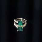 Rosec Jewels-8 MM Solitaire Lab Emerald Princess Cut Engagement Ring with Moissanite