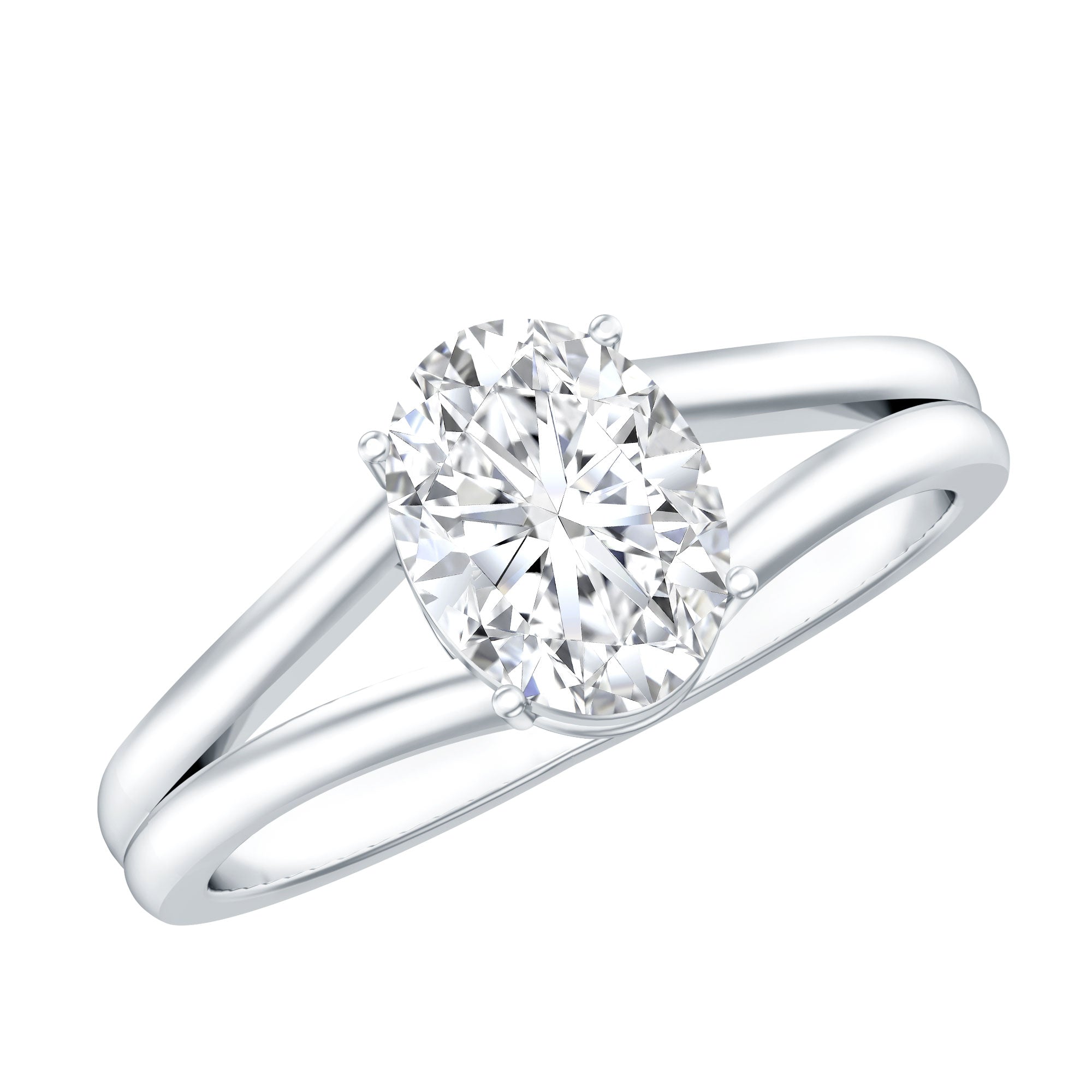 1.25 CT Oval Moissanite Engagement Ring With Certificate D-VS1 - Rosec Jewels
