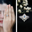 Genuine Pear Shape Rainbow Opal Vintage Inspired Engagement Ring with Enhancer AAA - Rosec Jewels