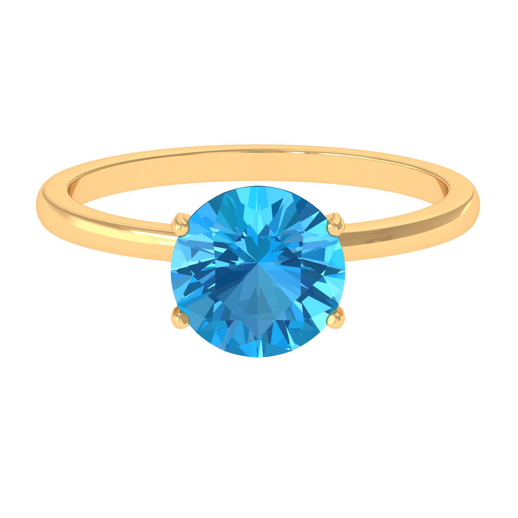 2 CT Round Cut Swiss Blue Topaz Solitaire Engagement Ring Swiss Blue Topaz - ( AAA ) - Quality - Rosec Jewels