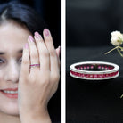 Genuine 1.7 Carat Princess Cut Ruby Eternity Wedding Ring for Women AAA - Rosec Jewels