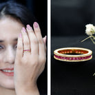 Genuine 1.7 Carat Princess Cut Ruby Eternity Wedding Ring for Women AAA - Rosec Jewels