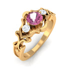 0.50 CT Pink Tourmaline and Diamond Cut Out Antique Ring Pink Tourmaline - ( AAA ) - Quality - Rosec Jewels