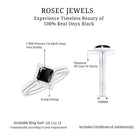 Rosec Jewels-Real Black Onyx and Diamond Princess Cut Engagement Ring With Ring Guard