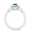 Round Emerald and Diamond Classic Engagement Ring AAA - Rosec Jewels