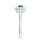 Round Emerald and Diamond Classic Engagement Ring AAA - Rosec Jewels