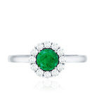 Round Emerald and Diamond Classic Engagement Ring AAA - Rosec Jewels