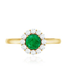 Round Emerald and Diamond Classic Engagement Ring AAA - Rosec Jewels