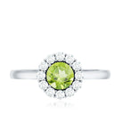 Natural Half Carat Peridot Engagement Ring with Diamond Halo AAA - Rosec Jewels
