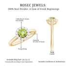 Natural Half Carat Peridot Engagement Ring with Diamond Halo AAA - Rosec Jewels
