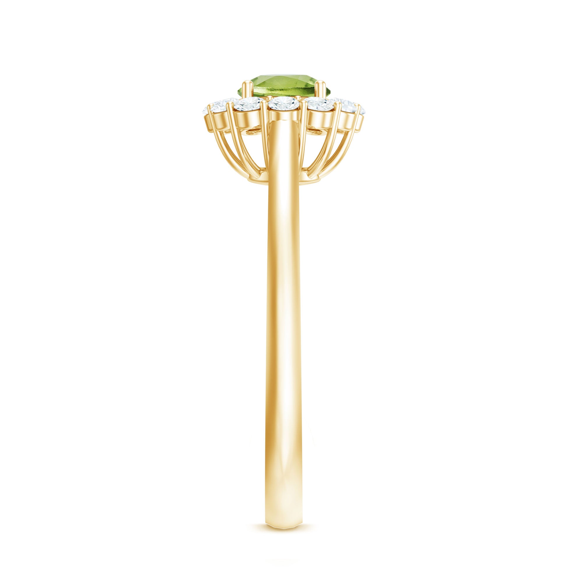 Natural Half Carat Peridot Engagement Ring with Diamond Halo AAA - Rosec Jewels