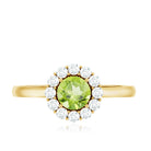 Natural Half Carat Peridot Engagement Ring with Diamond Halo AAA - Rosec Jewels