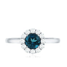 Rosec Jewels-Certified London Blue Topaz and Diamond Halo Engagement Ring