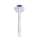 Rosec Jewels-Natural Amethyst Engagement Ring with Diamond Halo for Women