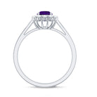 Rosec Jewels-Natural Amethyst Engagement Ring with Diamond Halo for Women
