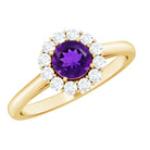 Rosec Jewels-Natural Amethyst Engagement Ring with Diamond Halo for Women