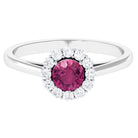 0.75 CT Pink Tourmaline and Diamond Floating Halo Engagement Ring AAA - Rosec Jewels