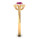 0.75 CT Pink Tourmaline and Diamond Floating Halo Engagement Ring AAA - Rosec Jewels