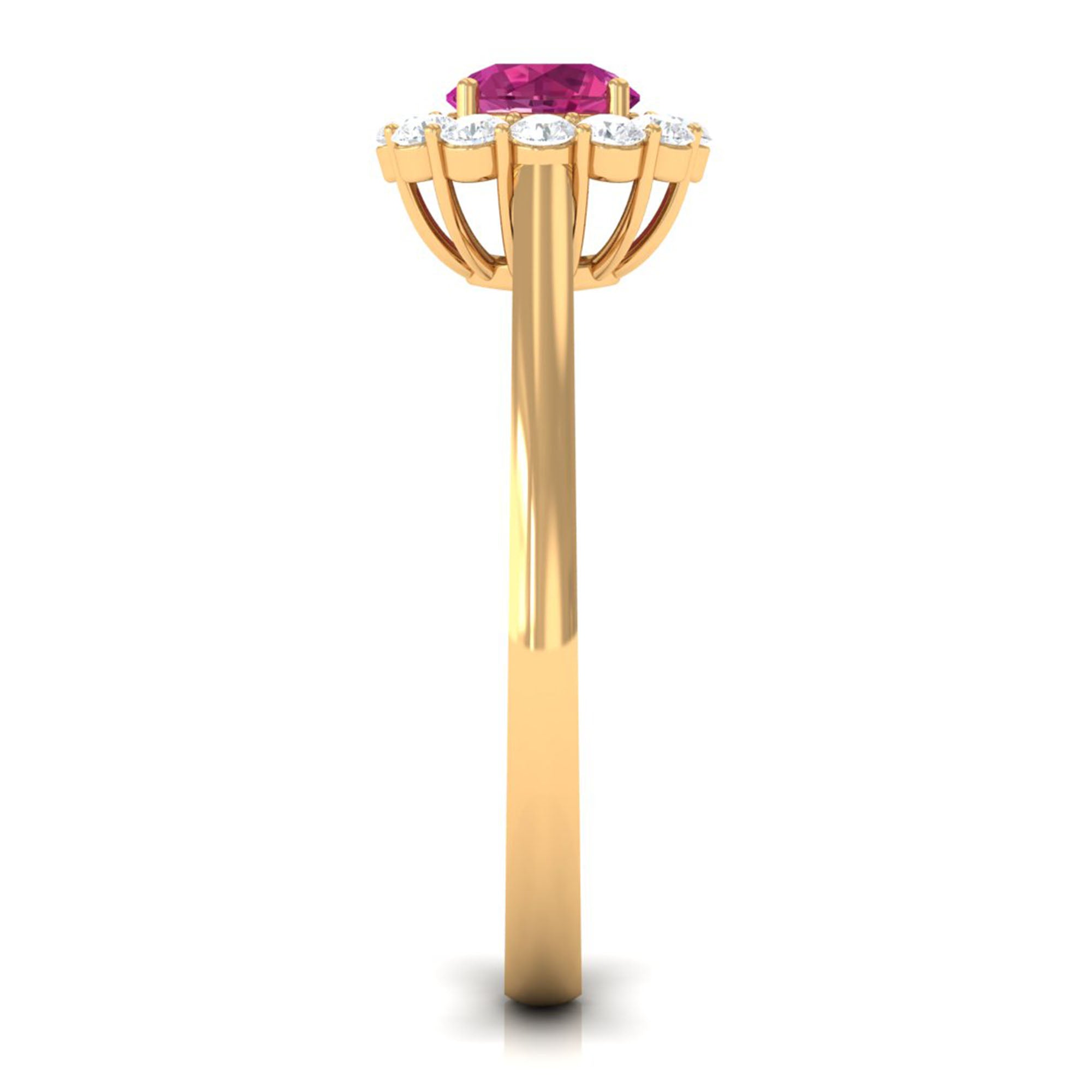 0.75 CT Pink Tourmaline and Diamond Floating Halo Engagement Ring AAA - Rosec Jewels