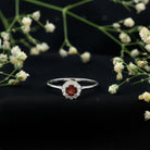 Certified Real 8 mm Garnet Engagement Ring with Diamond Halo AAA - Rosec Jewels