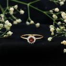 Certified Real 8 mm Garnet Engagement Ring with Diamond Halo AAA - Rosec Jewels
