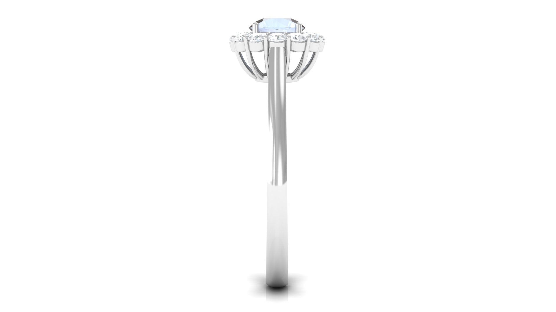 1 CT Moonstone and Diamond Floating Halo Engagement Ring AAA - Rosec Jewels
