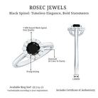Rosec Jewels-Minimalist Black Spinel Engagement Ring with Diamond Halo