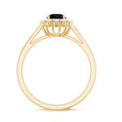 Rosec Jewels-Minimalist Black Spinel Engagement Ring with Diamond Halo